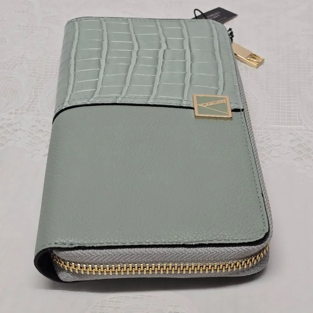 Victoria's Secret Teal Croc Embossed Vegan Leather Large Bi-Fold Wallet NWT - Picture 9 of 13